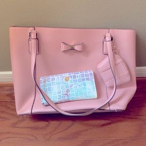 Pink Anne Klein Bag with Anne Klein Wallet (Multi-Colored)